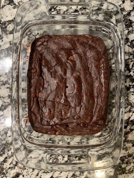 Vegan brownies, directly above in pan