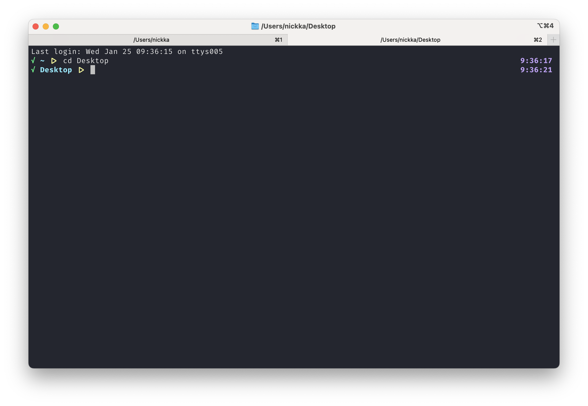 Screenshot of iTerm2 with custom window and tab titles